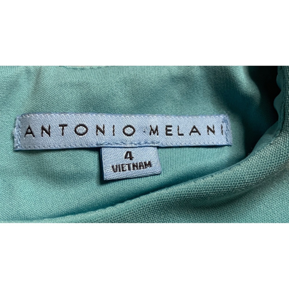 NWT - Antonio Melani Sage Green Sleeveless Tiered Seam Sheath Dress Size 4 - Picture 3 of 6